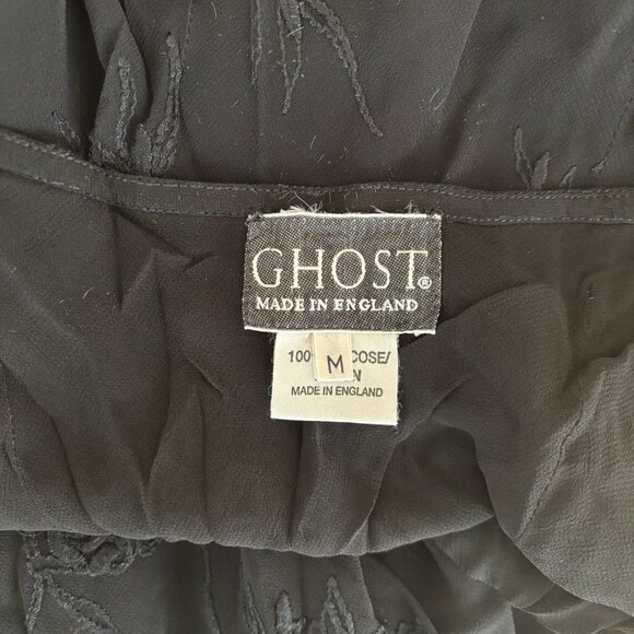 GHOST Made in England Black Slip Dress Rose Floral Bias Cut 90s Size M / 3 - Picture 9 of 9